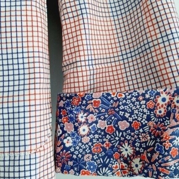 SESSÙN Blazer Jacket Checkered Grid Pattern Floral Cuffs Sz S - Picture 6 of 13